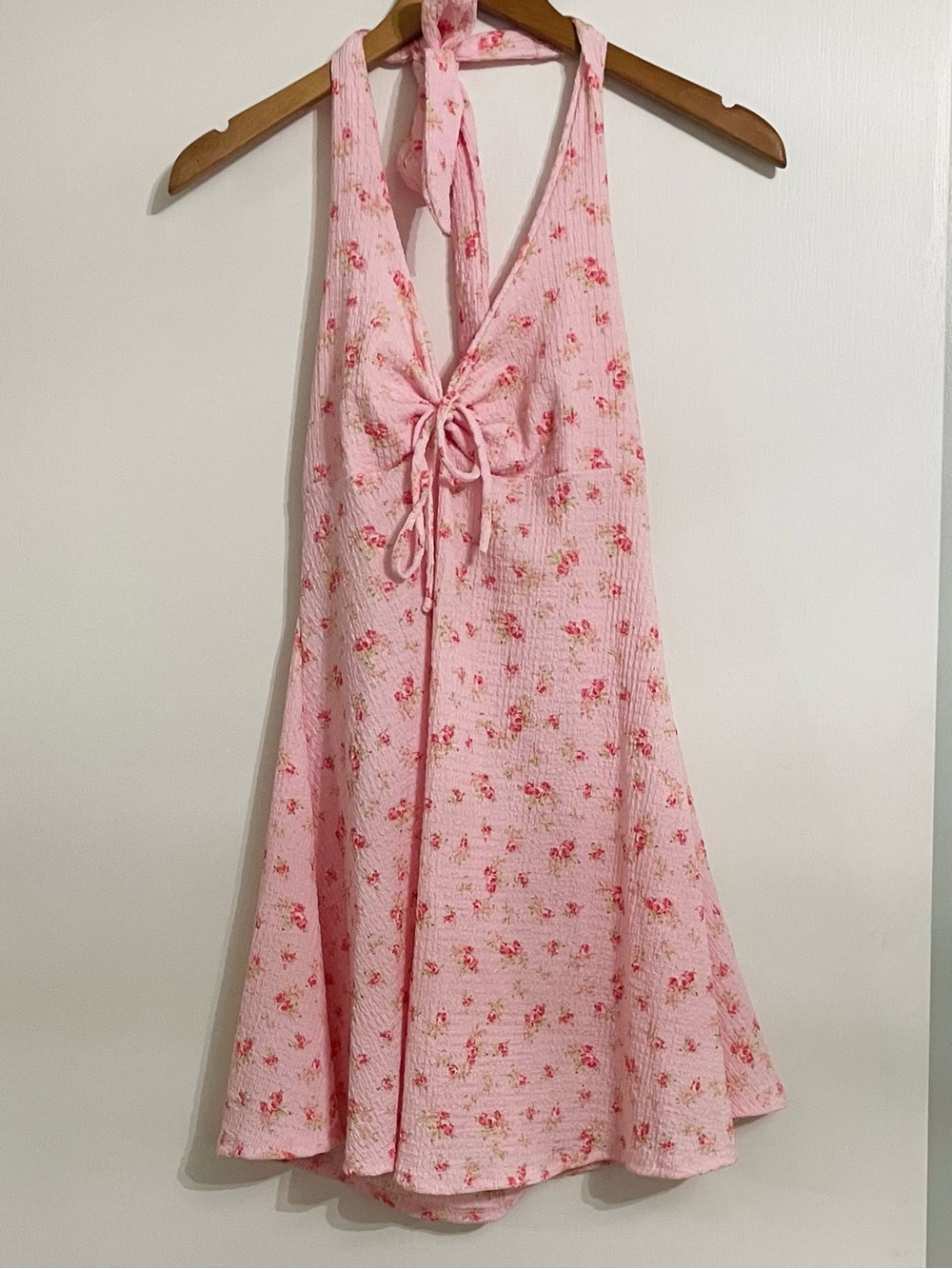 Pink Floral Halter Dress